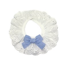 로테오 반려동물 레이스 체크 리본 케이프, 1개, 블루