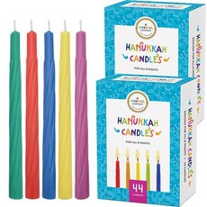 드레이델 컴퍼니 메노라 캔들 하누카 캔들 44개 다채로운 하 The Dreidel Company Menorah Candles Chanukah Candles 44 Colorful H, 2-Pack