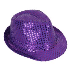 파티짱 반짝이 모자 무대 스팽글 행사 중절모 페도라, 반짝이모자 (퍼플/M)