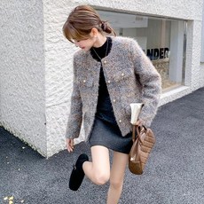 小香風外套女春秋季新款，法式氣質高級設計感名媛圓領短款上衣