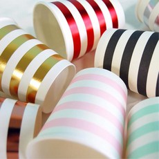 파티 행사장 메탈릭 줄무늬 종이컵12P 생일 파티컵 유치원행사, 메탈릭레드