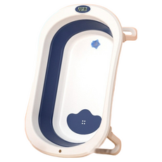 LEMU 嬰兒折疊浴盆 兒童澡盆 數位感溫 防滑穩固 SGS檢驗 寶寶沐浴桶 深海藍