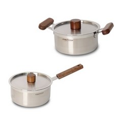 키친아트 멘토 스텐냄비 2종 세트, 실버, 18CM편수 + 16CM양수, 10세트