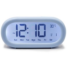 윙고 탁상시계 무소음 건전지 무선 미니알람시계 심플디자인, 블루