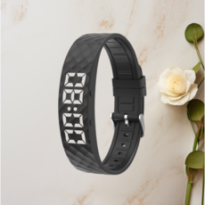 자칠 진동 알람 스포츠 충전식 손목 시계수면측정W5VP, 1개, 블랙