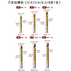 寶塔鑽木工拉槽鋸鑽組 6件套 三角柄高速鋼4241鍍鈦階梯鑽套裝, 1個, 6件套拉槽鉆（只有拉槽鉆）-袋裝