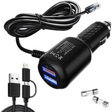 Plozoe 레이더 감지기 전원 코드 유니디드 에스코트 발렌타인 벨트로닉스 패스포트 코브라 등 듀얼 USB QC3.0 고속 충전기 6.5피트 RJ11QC3.0