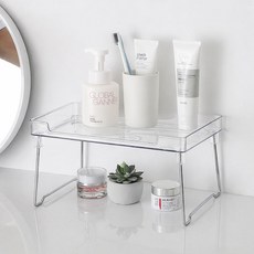 미드센추리 투명 접이식 아크릴 선반 진열대, 1개, 선반 1단