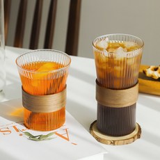 홈카페유리컵 우드 내열 유리컵 310ml 인스타 홀더 450ml 포함 감성, 이든 4-5(특대), 내열유리컵 640ml