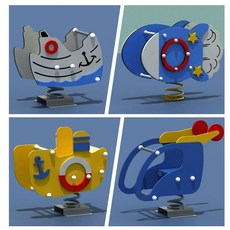 스프링 흔들목마 승마 동물 보드 흔들말 야외 타는 pe 공원 시소 용수철 조랑말, 1개, 그린 오토바이