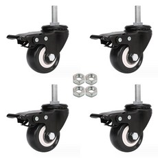 엠파이어 H9RM8BK 우레탄 1.5인치(40mm) 볼트 8mm 회전 브레이크 바퀴, 4개