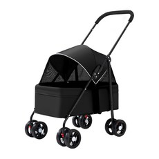 몽글펫 접이식 저상형 강아지 유모차 반려동물 개모차, 블랙, 1개