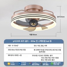 거실 천장 실링팬 퓨전레이더 실링팬조명 안방 천정, 60W 2205 로즈골드, 기본 색상