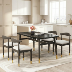 태영스토어 홈 인테리어 4인 식탁 테이블, 4인용, 마블블랙