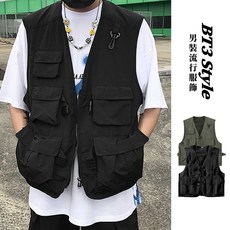 BT3 工裝多口袋機能背心 釣魚背心 戰術背心, 基本薄款-綠XXL(無暗袋)
