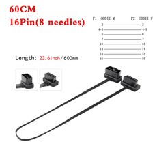 16pin 30cm 60cm obd2 연장 케이블 진단 여성 커넥터 라인 자동차 elm327 남성 자동 obdii obd 도구, 60cm 8 s