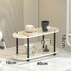 杯子收藏架 水杯置物架 馬克杯展示架, 奶油 橢圓長形 二層, 1套