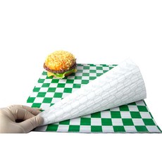 그린체크보드 호일지 50장 30 X 30 cm 수제 햄버거 샌드위치 베이글 타코 치킨 김밥 포장지, 1개, 50개