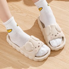 파티굿즈 강아지 커플 슬리퍼 실내화 거실화 사무실 학교 어린이집 유치원 교사, 1개, 베이지