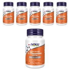 NOW Foods L-茶氨酸素食膠囊 200mg, 60顆, 6罐