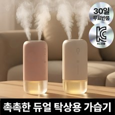 [KC인증] 더루마 포레스트 듀얼 미스트 미니 초음파 무선 휴대용 가습기, 퓨어화이트