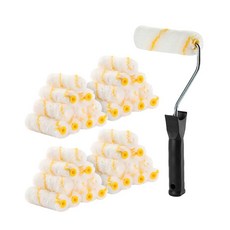 베이츠 - 페인트 롤러 10개의 커버가 있는 4인치 벽 페인팅 도구, White, 4 inch Paint Roller+40 Covers