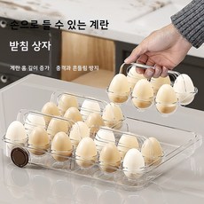 냉장고 계란 수납함 손잡이 분리형 6구 달걀 트레이 4세트 총24알 롤러 서랍식 주방 정리 용품 깊은 홈 충격방지 달걀 보관 케이스, 1개, 투명