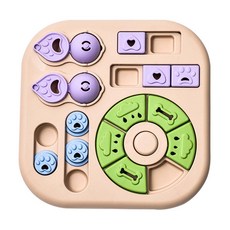 고양이와 개의 사각 플랩 퍼즐 장난감 고양이와 개의 간식 퍼즐 그릇 반려동물 도시락 장난감 IQ 훈련 및 심리적 자극 후각 분리로 인한 불안감 해소 및 바쁜 일정 유지, 1개, 사각플랩 퍼즐 (베이지)