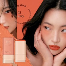 DEROL 自然裸妝修容提亮固體胭脂腮紅棒 帶海綿頭, 1個, DR084B 02 # Juicy