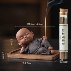 선 스틱 향로 인테리어 향꽂이 테이블용 실내용 소형 향기, 블랙+직사각형 받침대+1개 계화향, 기본 향