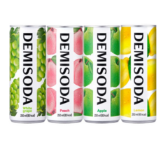 데미소다 애플 피치 청포도 레몬 4종 혼합 x 30캔, 1세트, 250ml