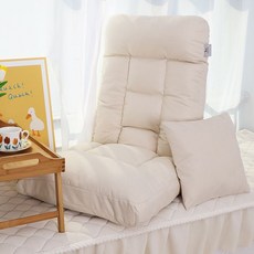 懶人沙發日式榻榻米單人學生宿舍床上靠背座椅子飄窗椅可拆洗折疊, 簡約款棉麻布墨綠色-可拆洗,腰部5檔可調節送抱枕