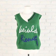 MMSPORTS 女款秋冬V領字母針織高爾夫針織背心