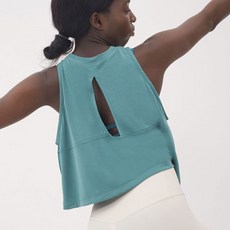 COSYEVNO 여성 여름 민소매 루즈핏 크롭 탱크탑 백트임 운동복 CLXydsy-5