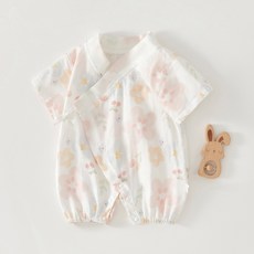 嬰兒連體衣紗布竹纖維夏季短袖和尚服新生兒包屁衣寶寶哈衣外出服