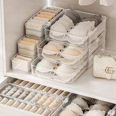 Shipshape 다용도 투명 신축식 속옷 정리함 양말 수납함 라지 2개 + 스몰 1개 세트, 투명색