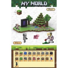 마인크래프트 자석블록 DIY 건축 세트 창의력 입체 조립 마크 퍼즐 세트, 포탈/384개+12피규어, 1세트