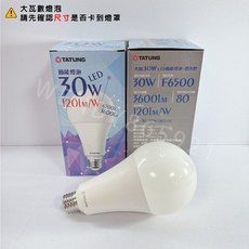 【大同】大瓦數 LED 節能燈泡 30W/50W 黃光/白光, 1個, 30W,白光
