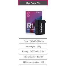 RideNow 迷你電 打氣機 電子打氣筒 MINI PUMP R1S 有螢幕 最大胎壓120PSI 方便放到坐墊包裡面, 1個, MINI PUMP R1S迷你電⼦打氣機