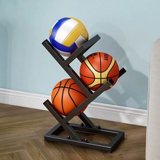 배구 정리 축구 진열대농구 삼중지휠23 전시 받침대 스포츠 공보관대, 1개, 3칸 블랙