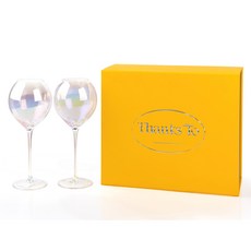 땡스투 고급 크리스탈 예쁜 와인잔 선물세트 펄 오로라, 2개, 530ml