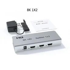 8K60Hz 분배기 1x4 HDMI 2.1 HDR 3D 오디오 비디오 변환기 1 In 2 3 4 Out 4k 8K 1x2 PC-TV 듀얼 디스플레, 02 8k 1x2, 03 AU Plug