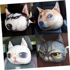 동물 얼굴 입체 디자인 차량 목받침 쿠션 운전석 머리 지지 귀여운 캐릭터 패턴, 1개, 목쿠션-XD125T닥스훈트