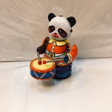 伍拾錢 發條鐵皮玩具 機器人動物造型 鐵皮玩具 交換禮物 聖誕禮物 生日禮物 收藏, 1個, 熊貓打鼓
