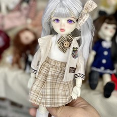 30公分國產BJD六分改妝娃娃 3D真眼變裝娃娃, 1個, 銀色紫瞳（白肌）娃頭開蓋