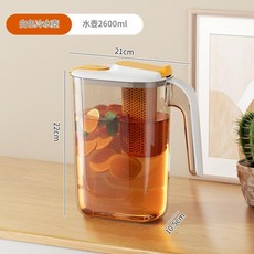 日式冷水壺 2600ml 附濾網 冰箱側門收納, 白色單壺, 1套, 1L