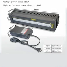 UV 경화 램프 365nm 405nm 조명기구 접착제 잉크 페인트 스크린 인쇄, 07 1500W, 02 AU, 01 365nm, 1
