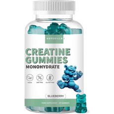 ASPERILLEN - 크레아틴 2000mg - 글루텐이 없는 완전 채식 크레아틴 - 크레아틴 젤리 60개 블루베리맛, 1개