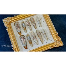 Whisper Nails 穿戴甲 美甲片 指甲片 純手工 繁花信籤 美甲貼片 隔日達, 1個, M