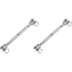 2Pcs M5316인치 밀폐형 본체 턱 및 턴버클 와이어 로프 장력 스테인리스 스틸 조절식 케이블 조절기 660Lbs 작업 하중 제한, M5(3/16"), 2